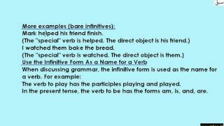 More on Use of Infinitives