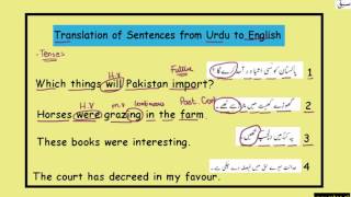 Translation of Sentences (Urdu to English) Part-3