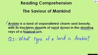 Reading Comprehension Passage: The Saviour of Mankind (with Q and A) part-1