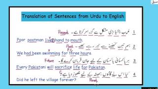 Translation of Sentences (Urdu to English) Part-1