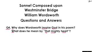 Sonnet-Westminster Bridge Q & A Part 2