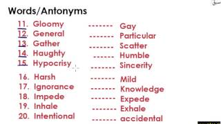 Words/Antonyms Part 3