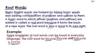 Root words and Affixes- Explanation and Examples