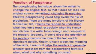 Paraphrasing (explanation with examples)