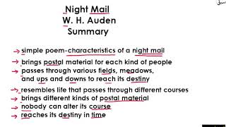 Night Mail Summary Part 1
