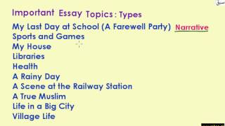 Important Essay Topics( guessing the type of essay)
