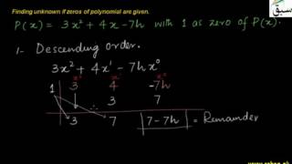 Finding s when Zeros of a Polynomial are Given