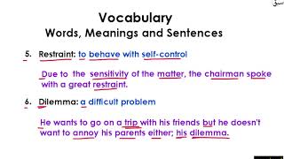 Vocabulary Words (10)- [meanings & Sentences] Part 1