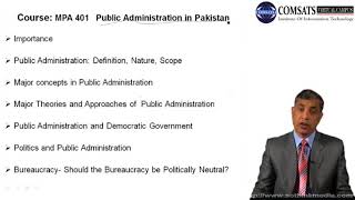 Public Administration in Pakistan MPA401 LECTURE 01