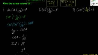 Problem1-Inverse Cotangent, Secant and Cosecant Functions