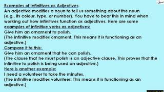 Use of Infinitives(explanation/make sentences)