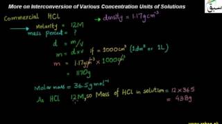More on Interconversion of Various Concentration Units of Solutions